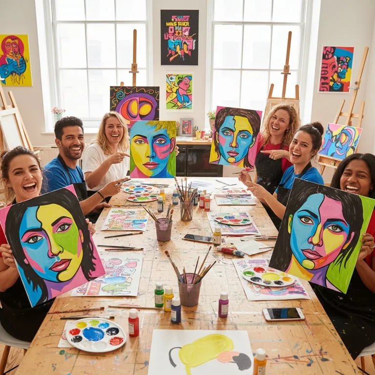 팝아트 초상화 그리기 팀빌딩, 서로의 얼굴 그려주며 웃음꽃 피는 이색 미술 심리 치유 시간