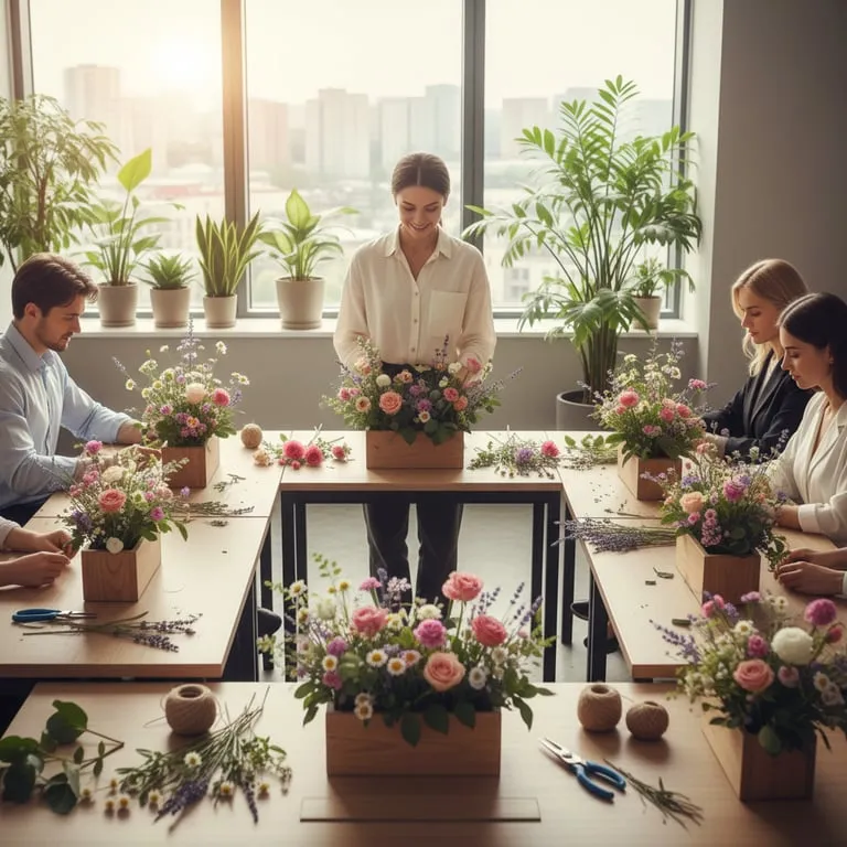 플라워 테라피 꽃꽂이 원데이 클래스 출강, 사무실 책상 꾸미기와 정서적 안정감 주는 힐링 교육