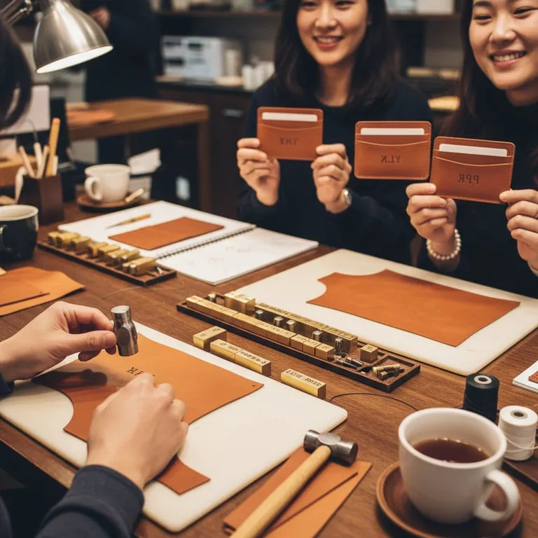 가죽 공예 카드 지갑 만들기 기업 출강, 이니셜 각인으로 하나뿐인 나만의 소품 만드는 성취감